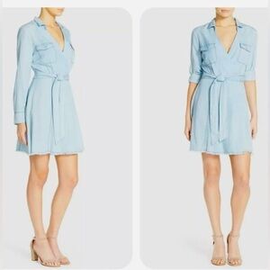 BB‎ Dakota Gennesse Fray Wrap tencel chambray long sleeve dress NWT Size 2